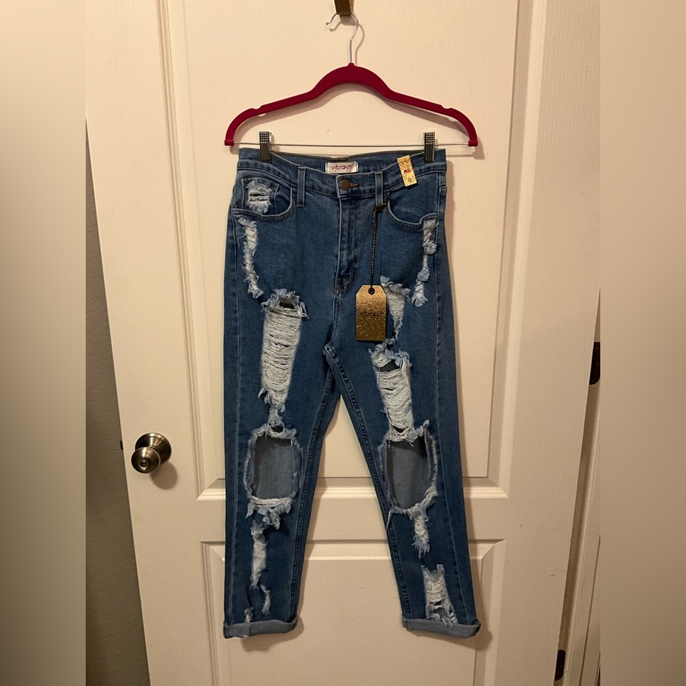 Vibrant MIU Distressed Open Knee Cut Jeans - Size 9/28